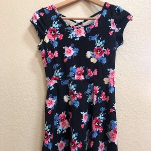 Kohl's (SO) Black Floral Skater Dress